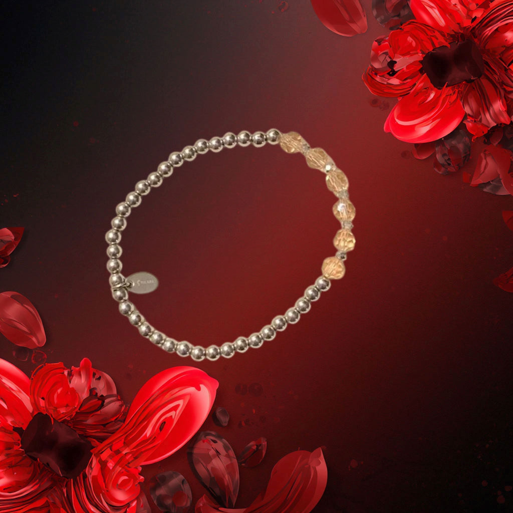 Bracelet Tocara - Acier Inox. Perles & Cristal Rose 6.5 po - Art & Trésorts