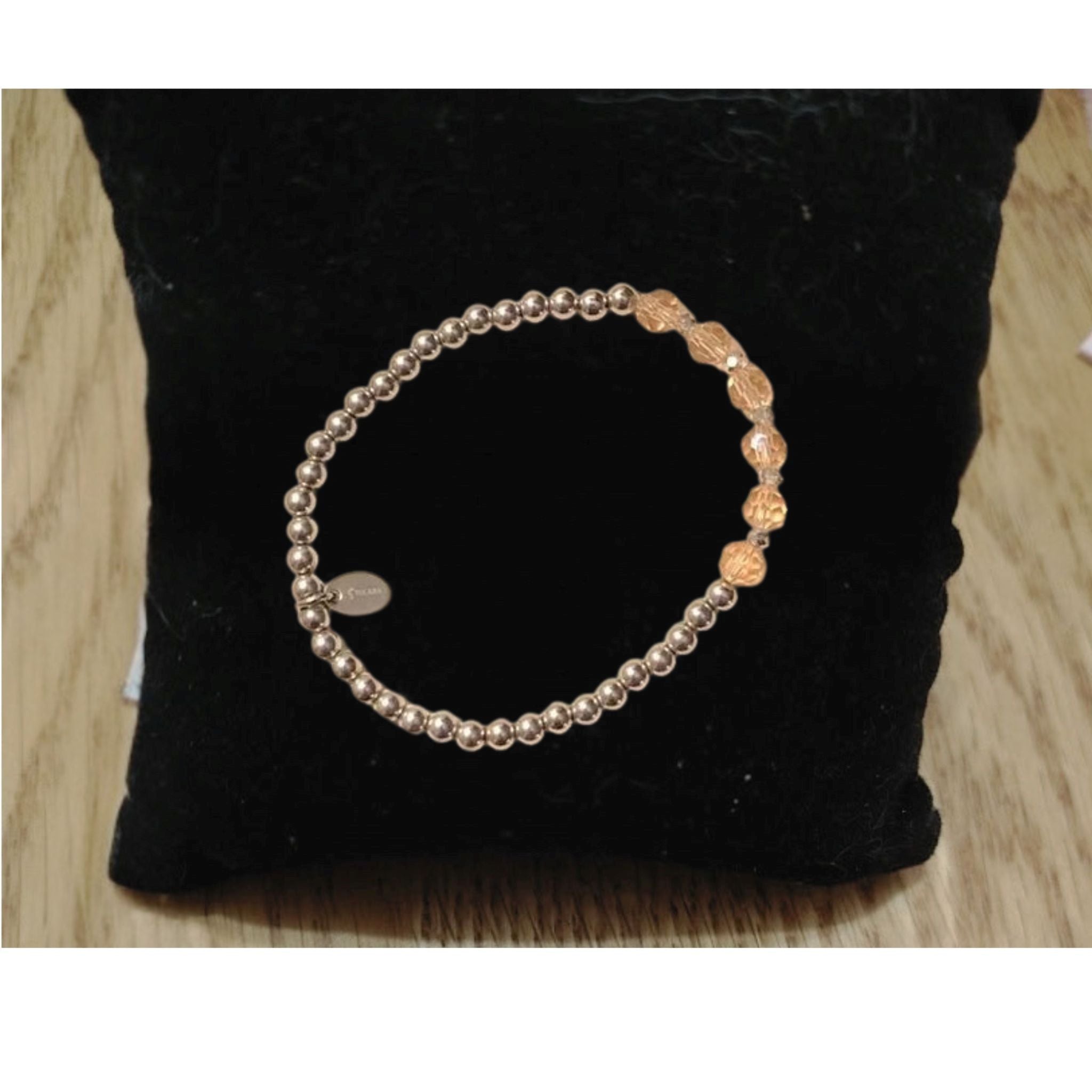 Bracelet Tocara - Acier Inox. Perles & Cristal Rose 6.5 po - Art & Trésorts