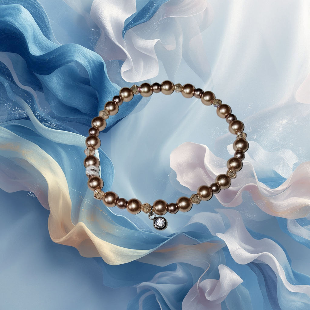Bracelet Tocara Sasha - Cristal Bronze Nacré Élastique - Art & Trésorts