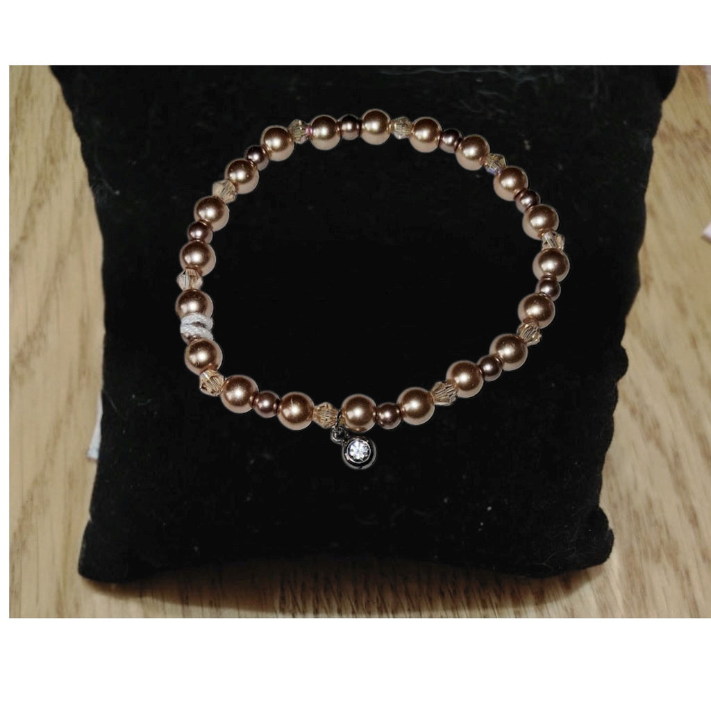 Bracelet Tocara Sasha - Cristal Bronze Nacré Élastique - Art & Trésorts
