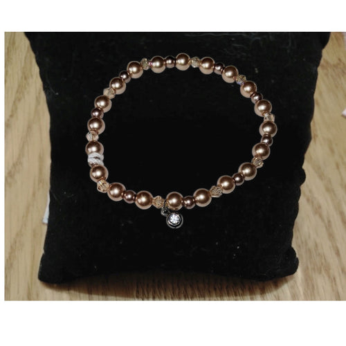 Bracelet Tocara Sasha - Cristal Bronze Nacré Élastique - Art & Trésorts