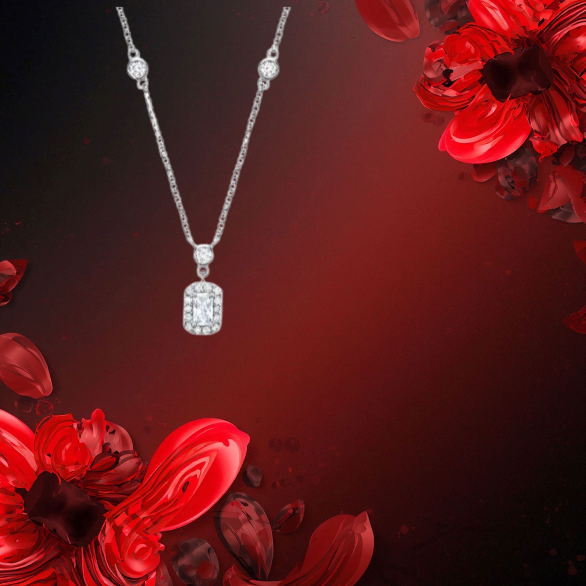 Collier Imani Pendentif Halo Rectangulaire DiAmi | Tocara - Art & Trésorts
