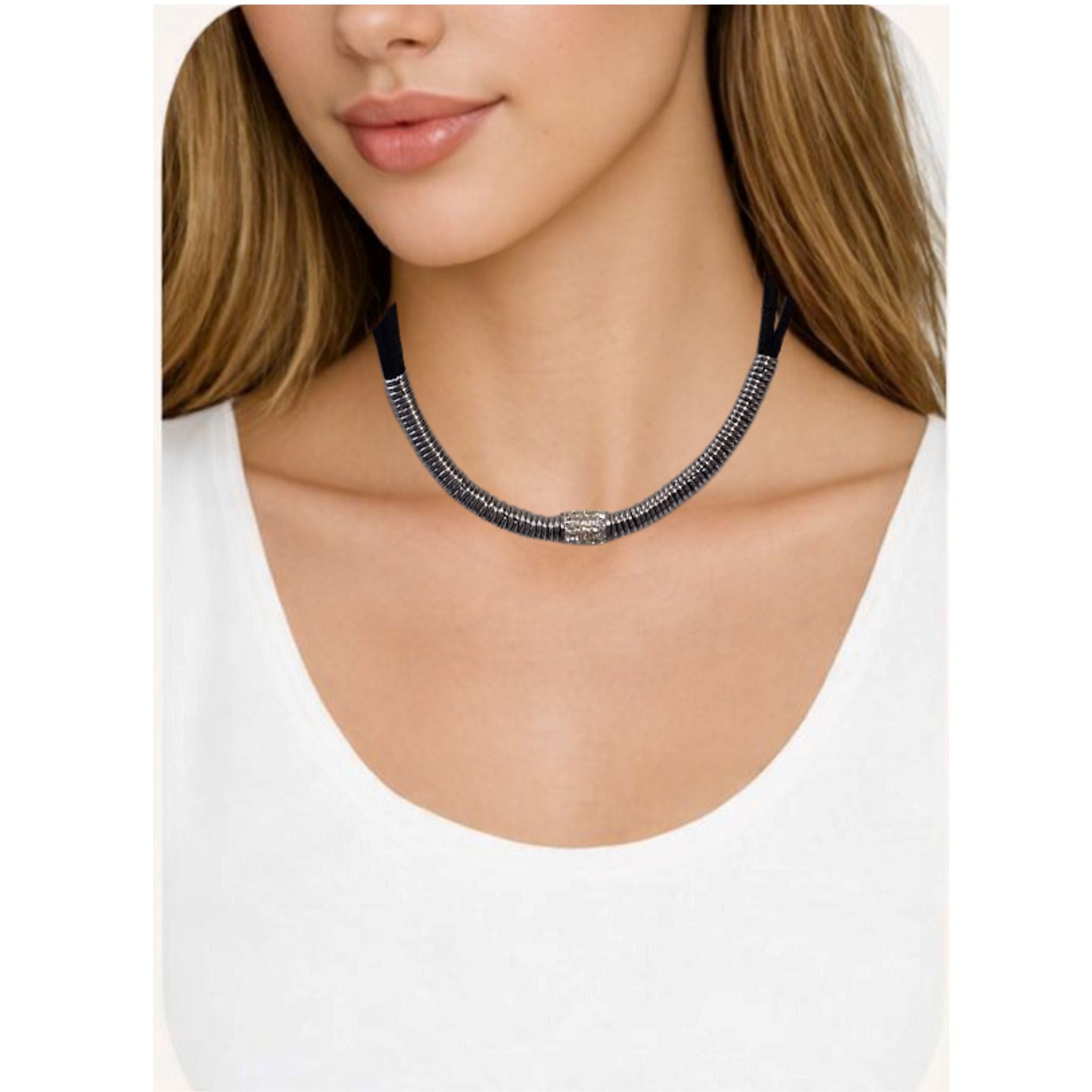 Collier Jennifer Cordon Suède Acier Inoxydable | Tocara - Art & Trésorts