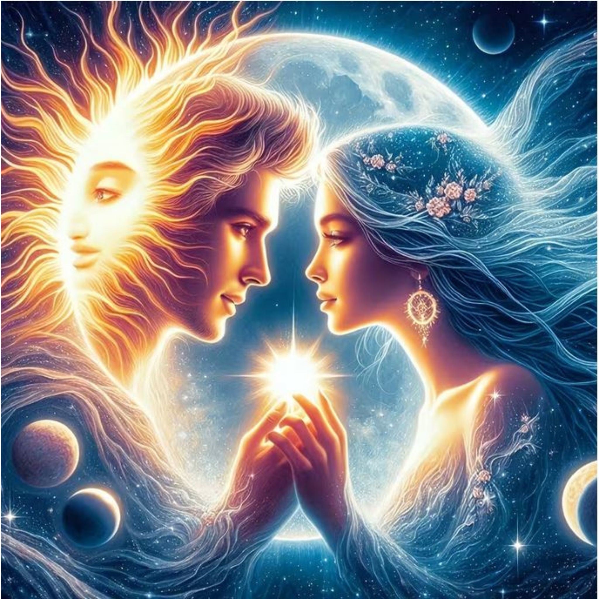 Diamond Painting Soleil Lune Cosmique 40x40 - Art & Trésorts