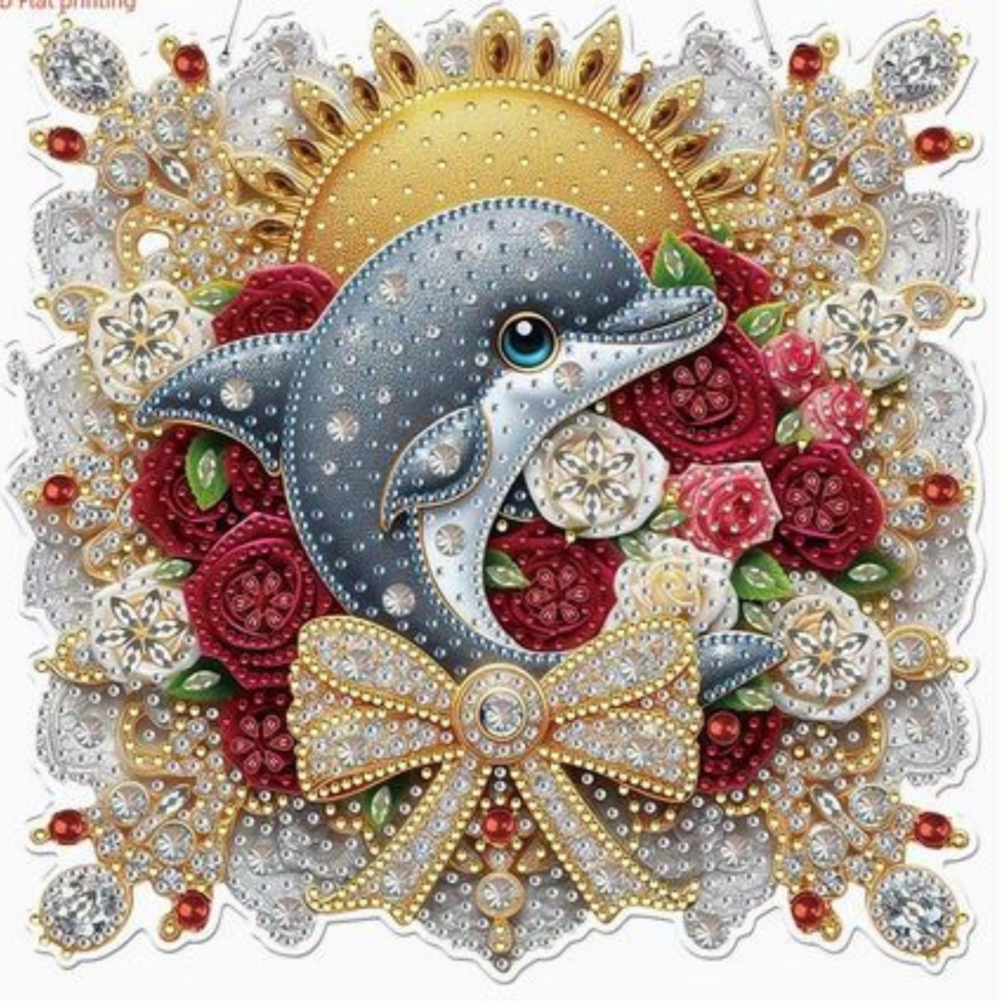 Kit complet diamond painting 2D dauphin roses 24x24cm