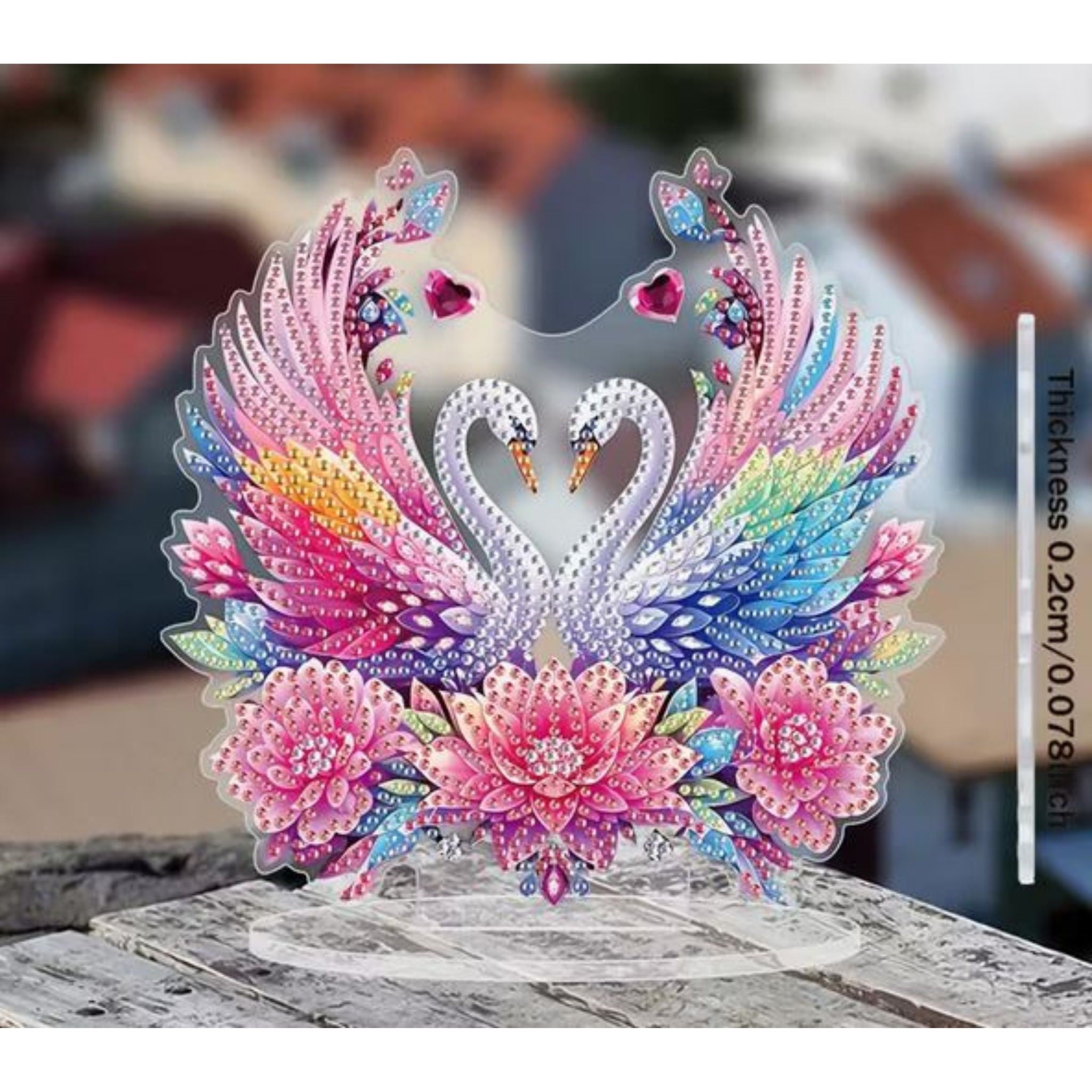 Diamond Painting 2D Plat Cygnes Arc-en-Ciel 19,6x20 | Diamants Irréguliers