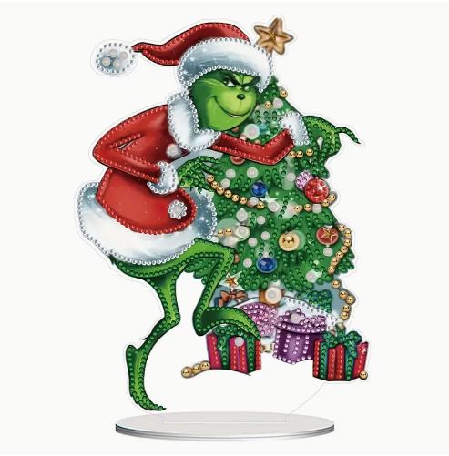 Diamond paintind 2D. Support acrylique grinch noël 17 par 24cm 