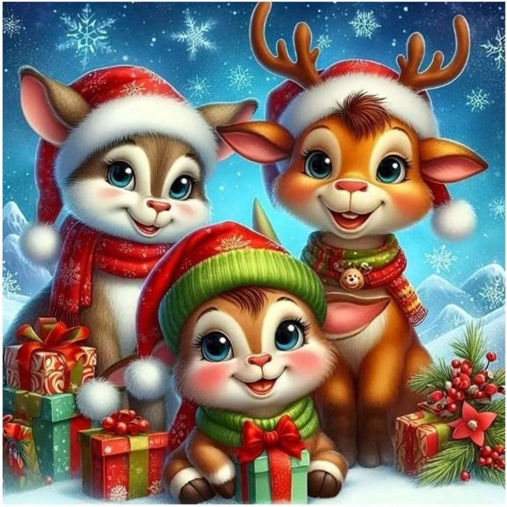 Diamond Painting Animaux Noël Festifs 40x40 - Art & Trésorts