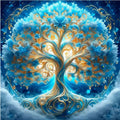 Kit diamond painting arbre de vie cosmique 40 par 40cm. Diamants ronds