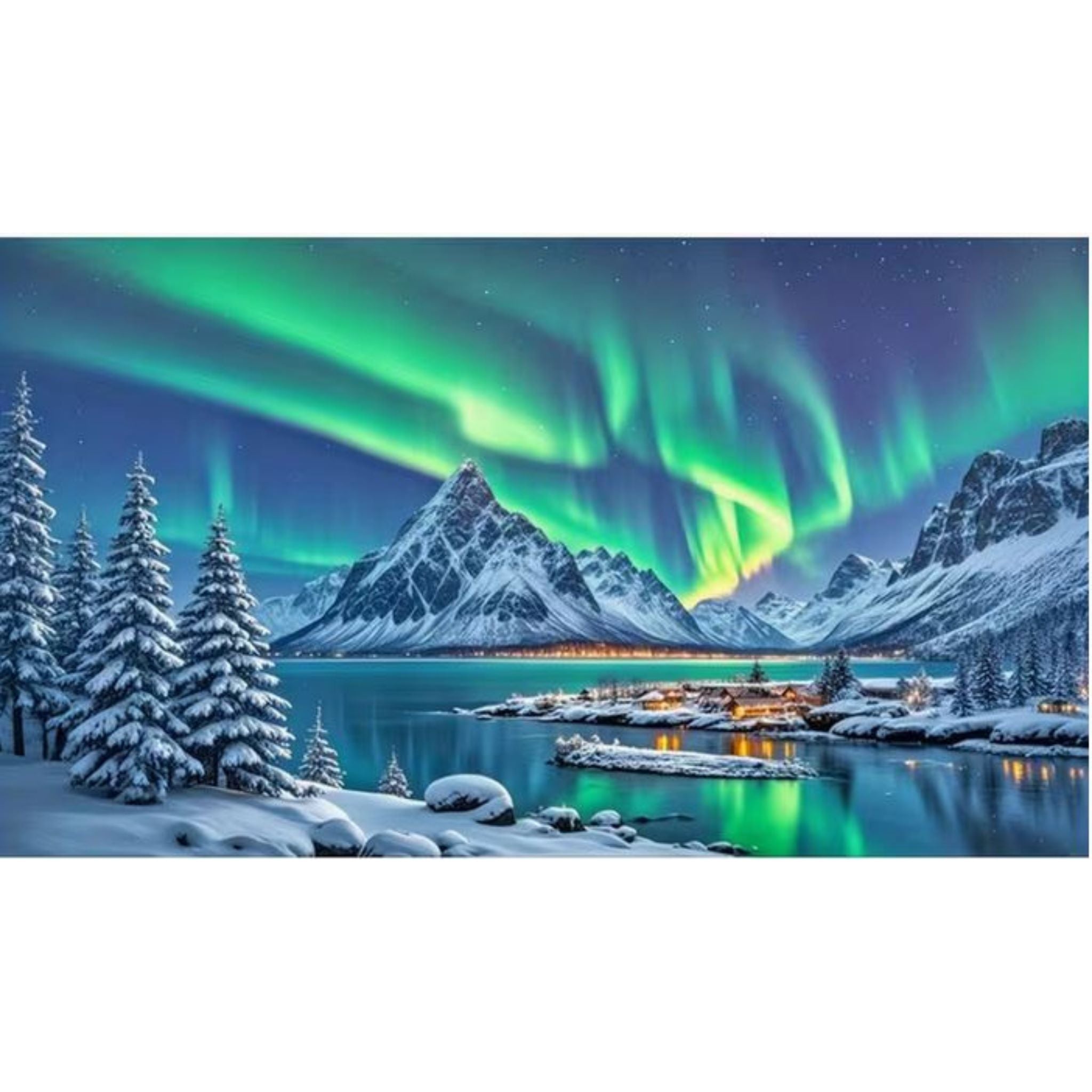 Diamond Painting Aurores Boréales Montagnes 40x70 - Art & Trésorts