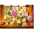 Diamond Painting Bouquet Fleurs Fenêtre 30x40cm - Art & Trésorts