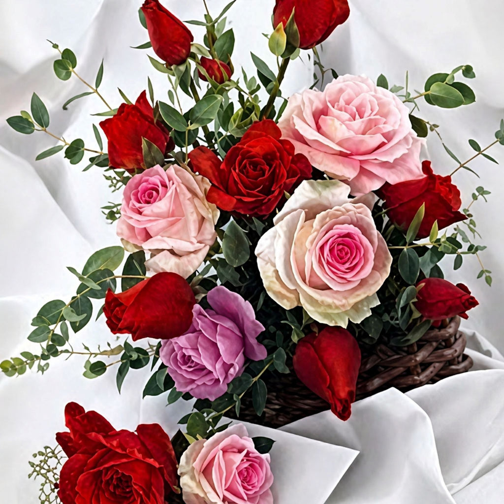 Kit complet diamond painting bouquet roses multicolores 30 par 40cm.