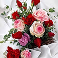 Kit complet diamond painting bouquet roses multicolores 30 par 40cm.