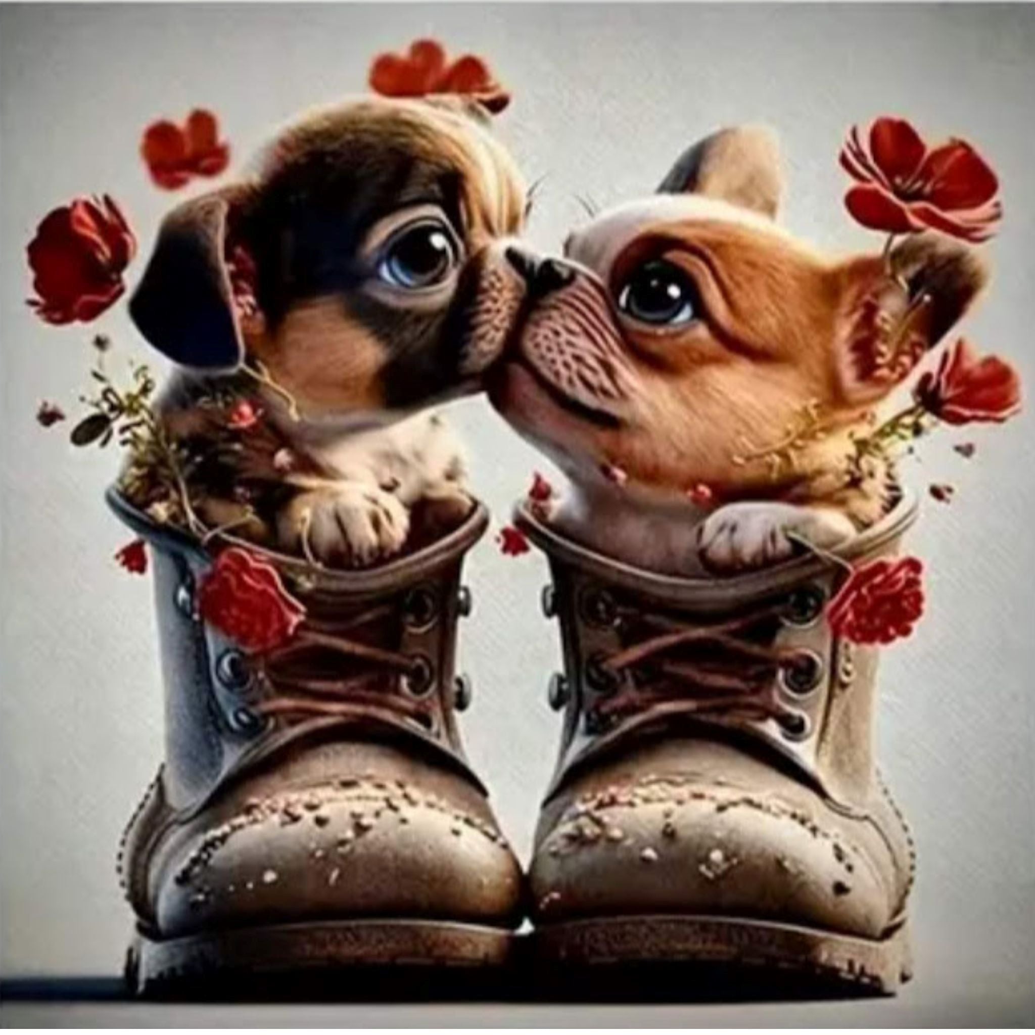 Kit Diamond Painting carlins bottes 20 par 20cm. Diamants ronds