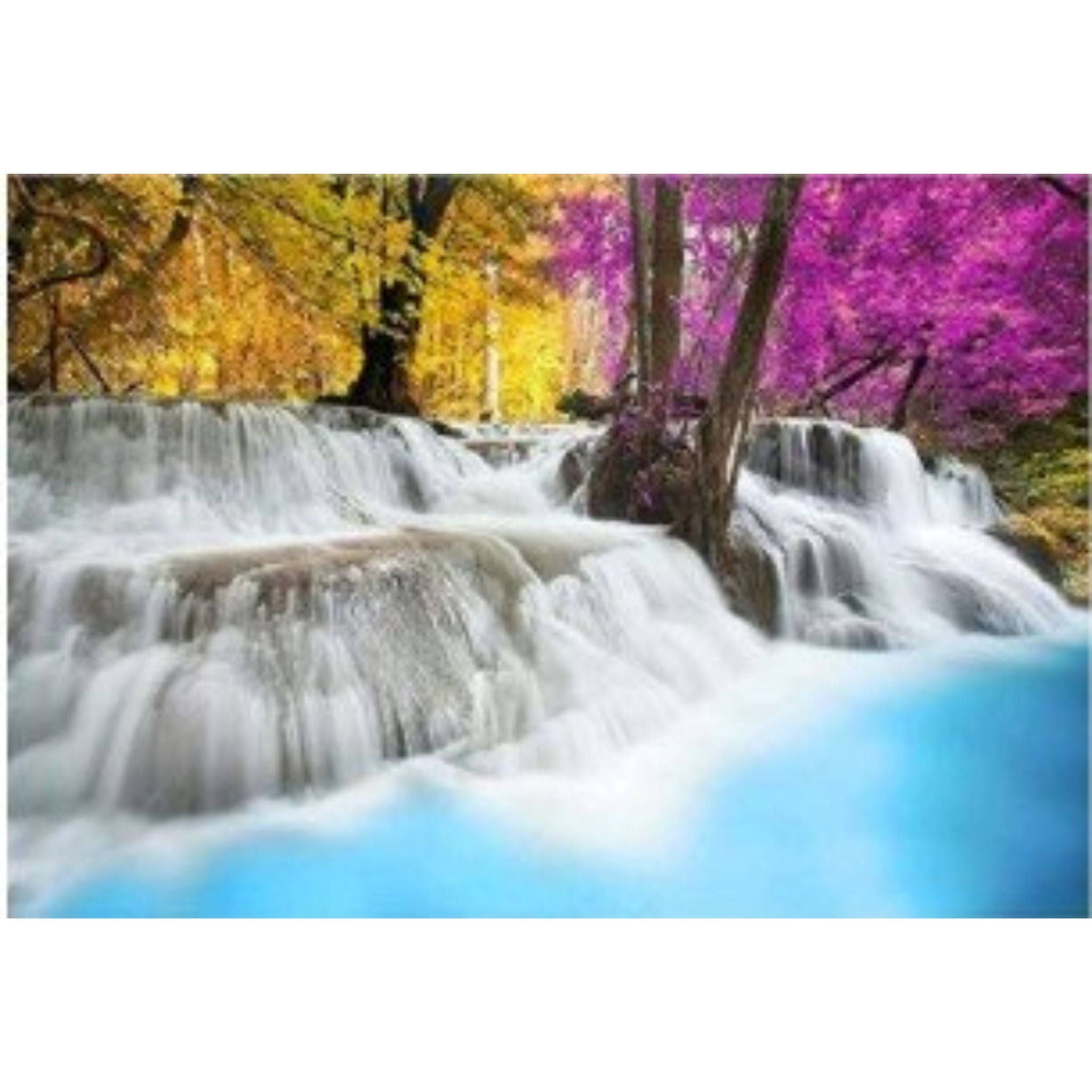 Kit complet diamond painting cascade turquoise 30 par 40cm. Diamants ronds