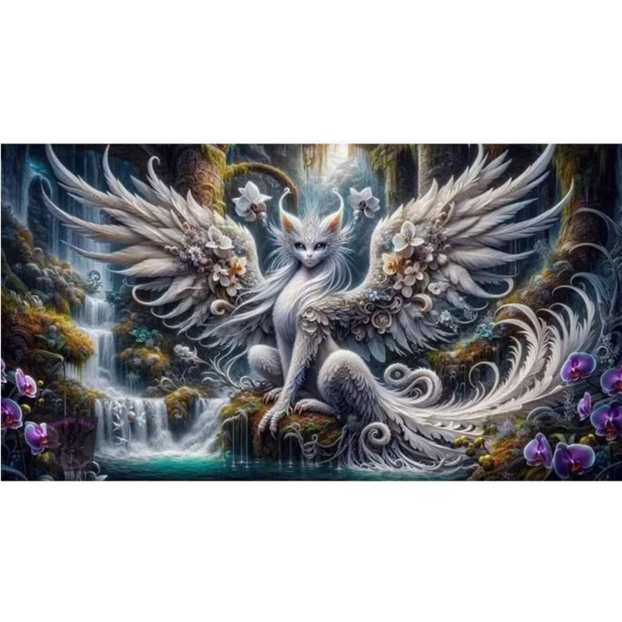 Diamond Painting Chat Ailé Mystique 30x60 | Diamants Ronds - Art & Trésorts