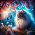 Kit diamond painting chat et papillon féeriques 40 par 40cm. Diamants ronds