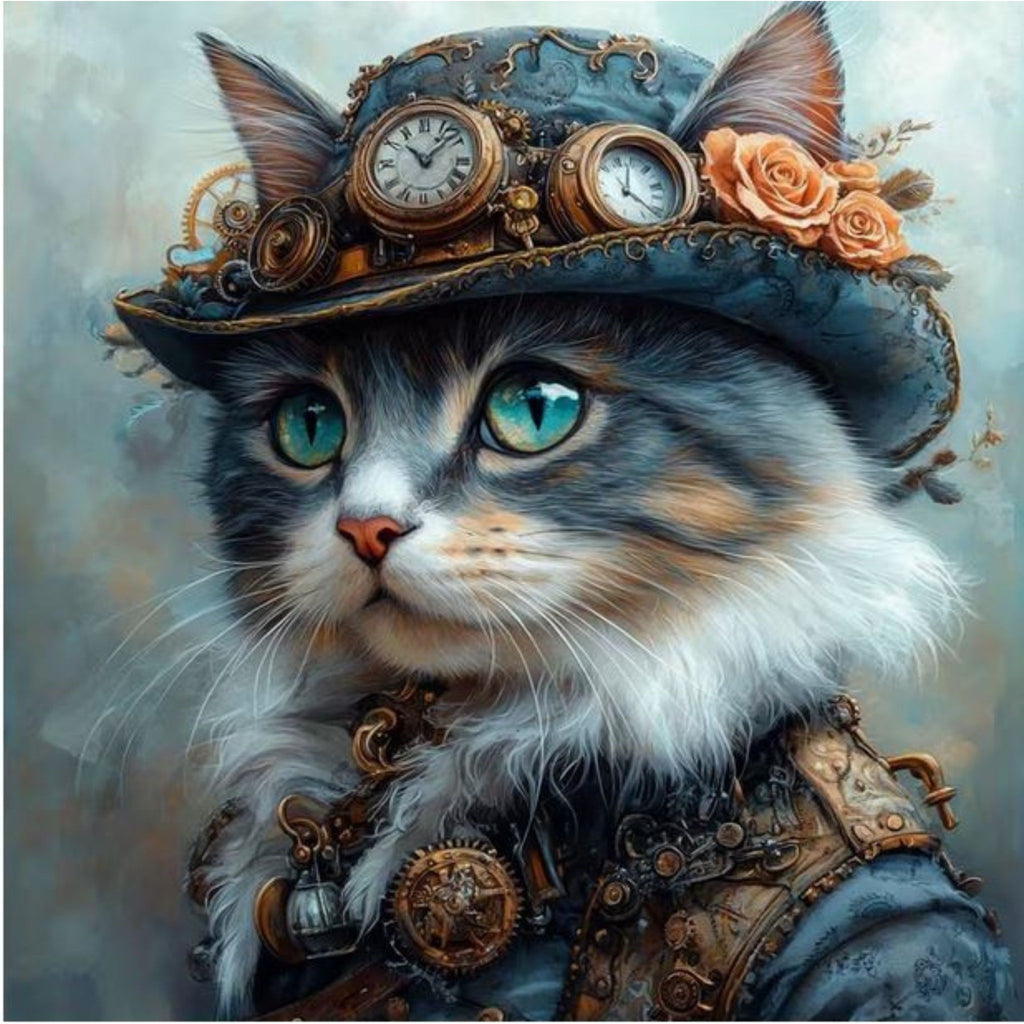 Diamond Painting Chat Steampunk 50x50 - Art & Trésorts