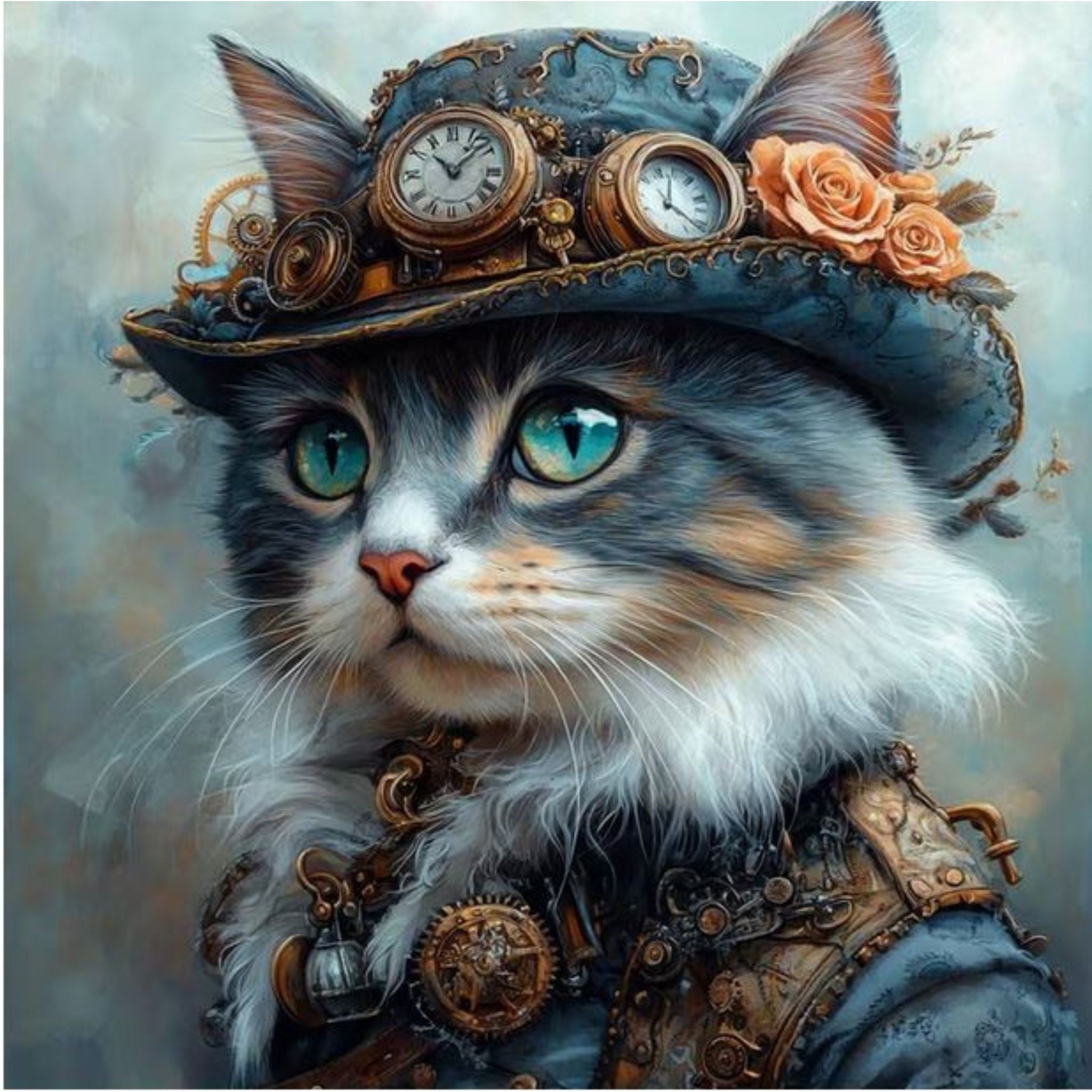 Diamond Painting Chat Steampunk 50x50 - Art & Trésorts