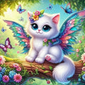 Kit diamond painting chaton féerique ailé 40 par 40cm. Diamants ronds