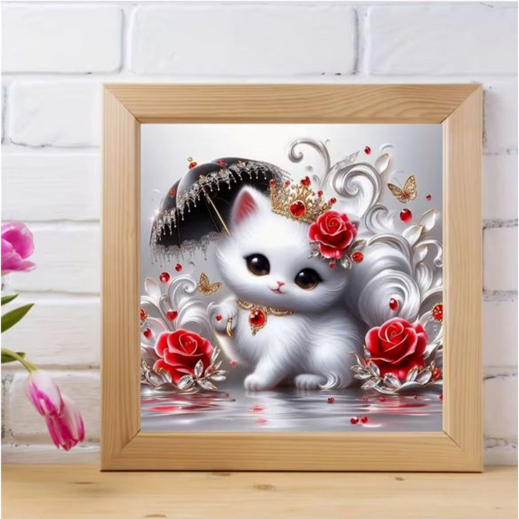 Chaton royal couronne 20 par 20cm. Diamants ronds Une Fois Fini
