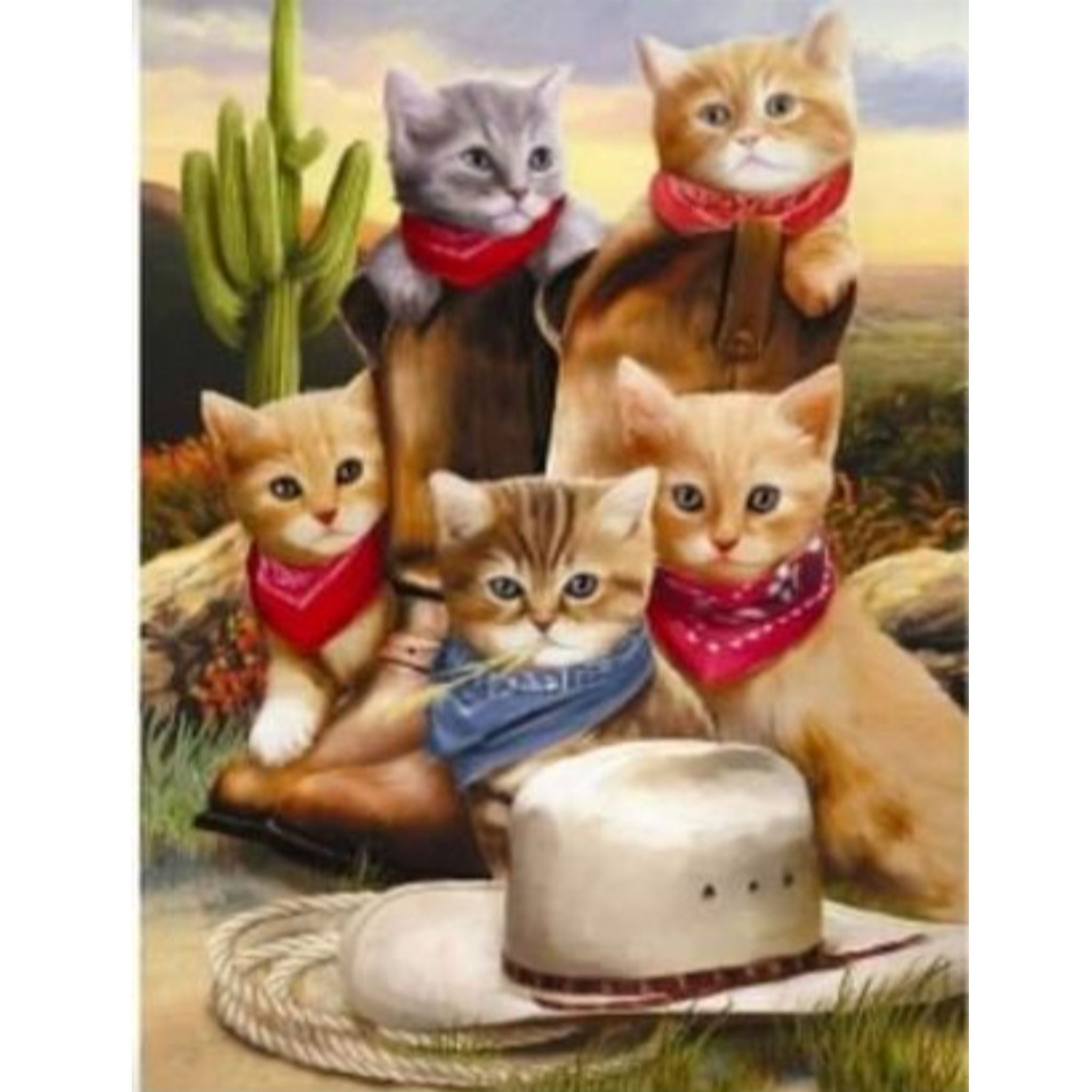 Kit diamond painting chatons cowboys désert 20 par 30cm. Diamants ronds