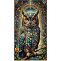 Kit diamond painting chouette vitrail 40 par 70cm. Diamants ronds