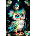 Kit diamond painting chouettes féeriques turquoise 40 par 50cm. Diamants ronds