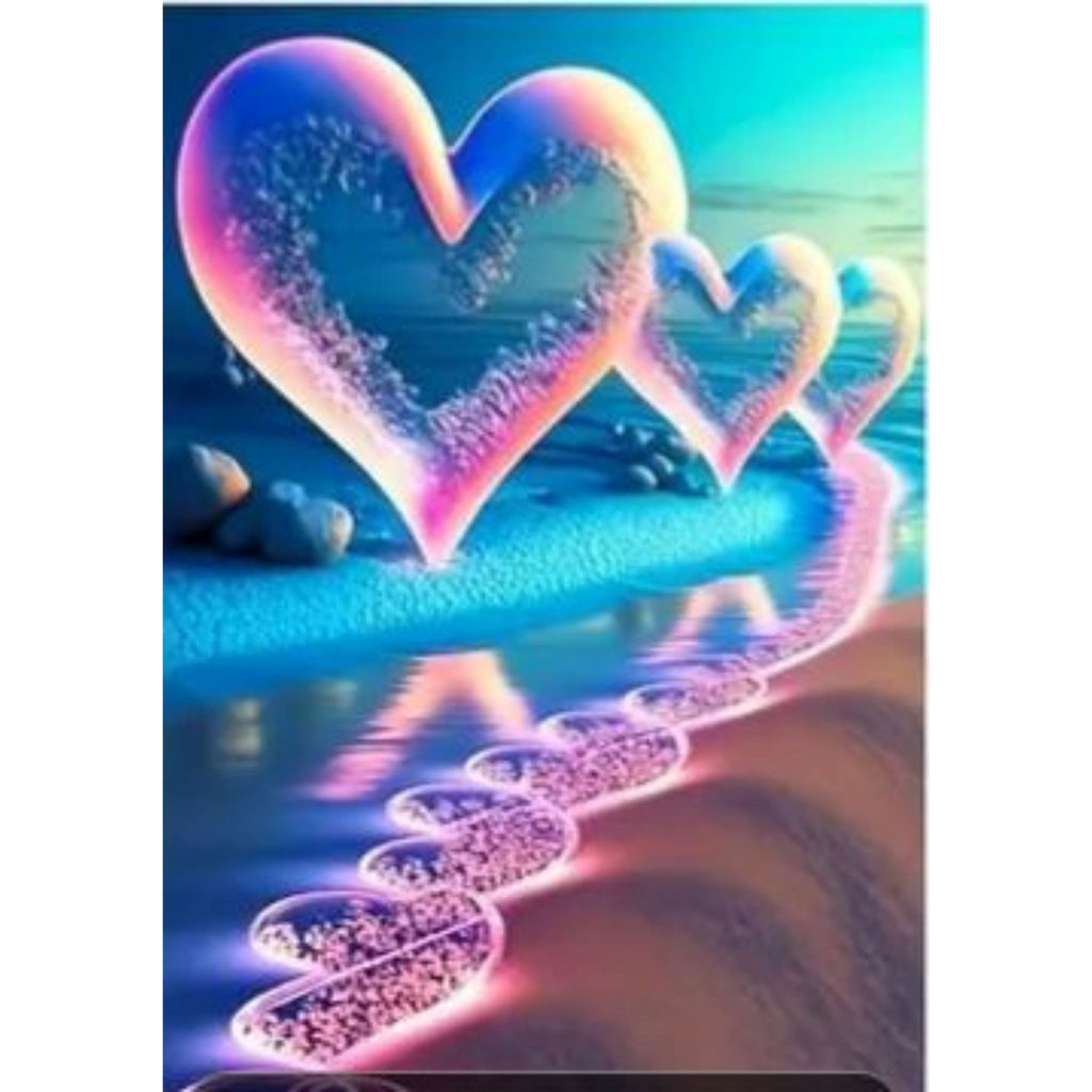 Kit Diamond Painting cœurs cristal arc-en-ciel 30 par 40cm. Diamants ronds