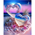 Kit Diamond Painting cœurs romantiques love 30 par 40cm. Diamants ronds