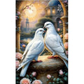 Kit diamond painting colombes jardin romantique 40 par 70cm. Diamants ronds
