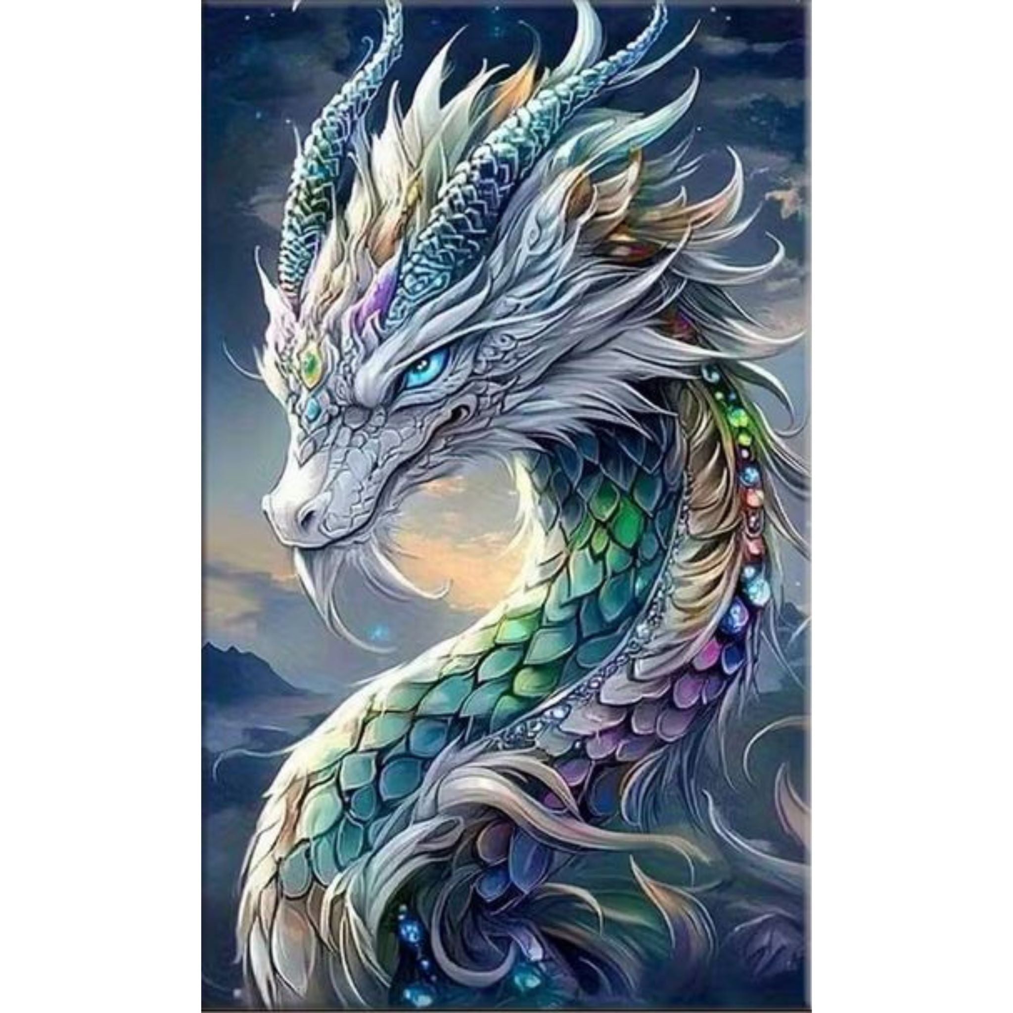 Diamond Painting Dragon Argenté 40x70 - Art & Trésorts