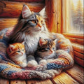 Diamond Painting Famille Chats Chalet 50x50 - Art & Trésorts