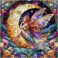 Kit diamond painting fée et lune céleste 40 par 40cm. Diamants ronds