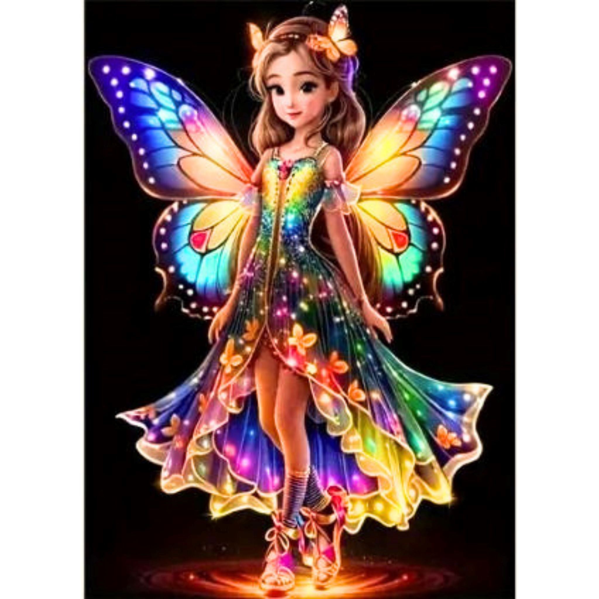 Diamond Painting Fée Papillon Lumineuse Colorée 30x40cm - Art & Trésorts