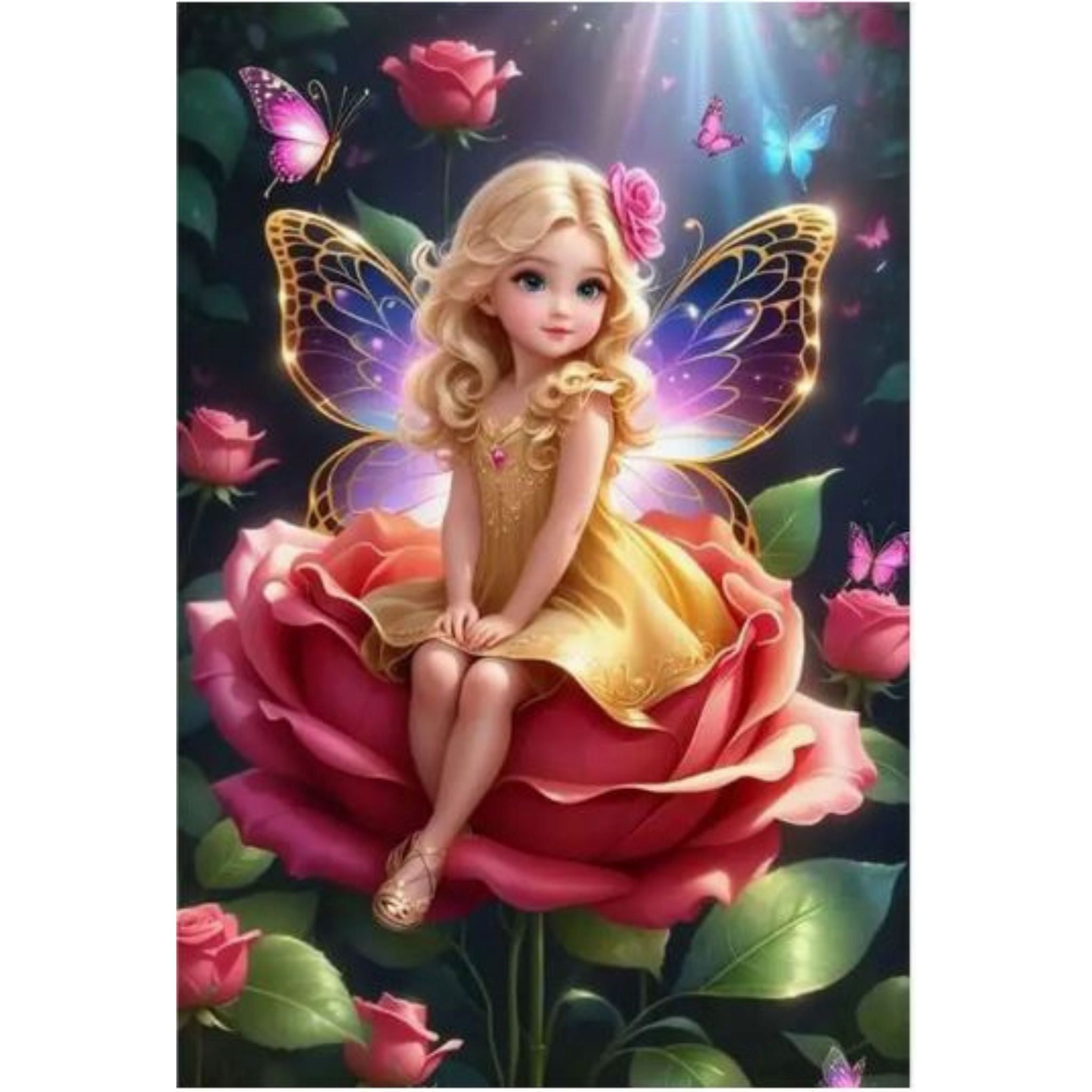 Kit diamond painting fée rose enchantées diamant rond 40 par 60cm