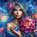 Diamond Painting Femme Bijoux Bleus 60x60 - Art & Trésorts