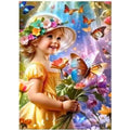 Kit complet diamond painting fillette papillons 30 par40cm. Diamants ronds