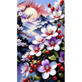 Kit diamond painting fleurs de cerisier et paysage 40 par 70cm. Diamants ronds