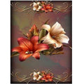 Kit diamond painting fleurs élégantes ornements dorés 30 par 40cm. Diamants ronds