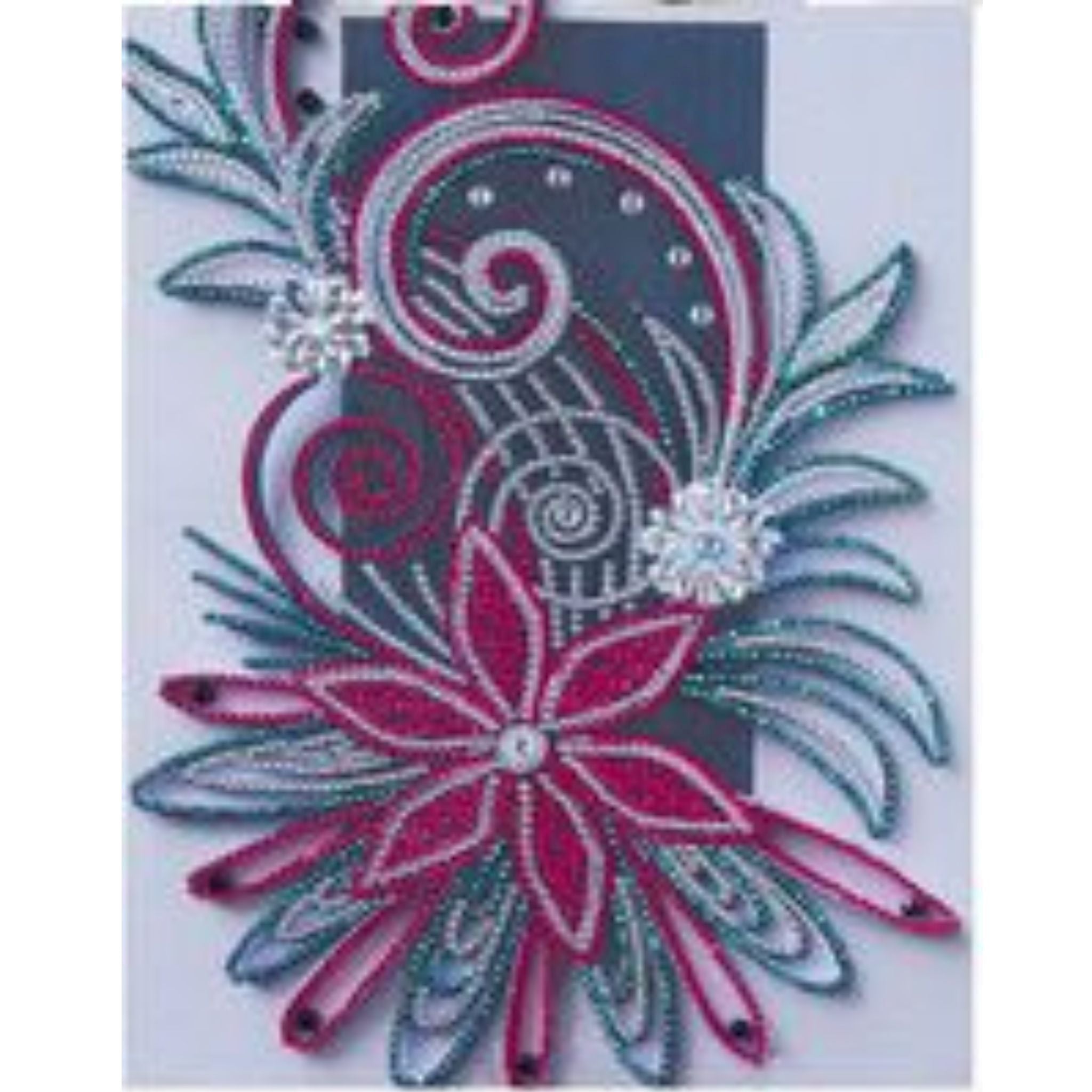 Kit Diamond Painting floral rose fuchsia 30 par 40cm. Diamants variés