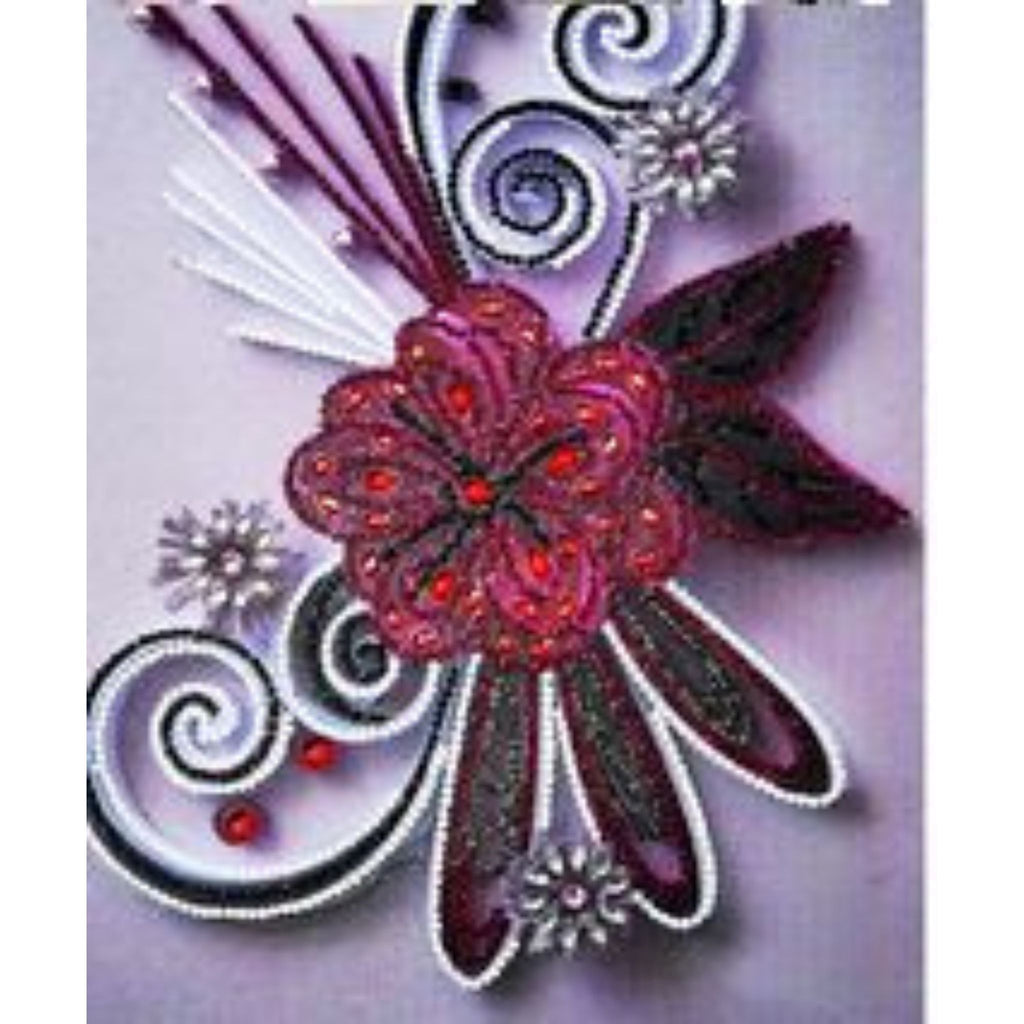 Kit Diamond Painting floral violet et noir 30 par 40cm. Diamants variés