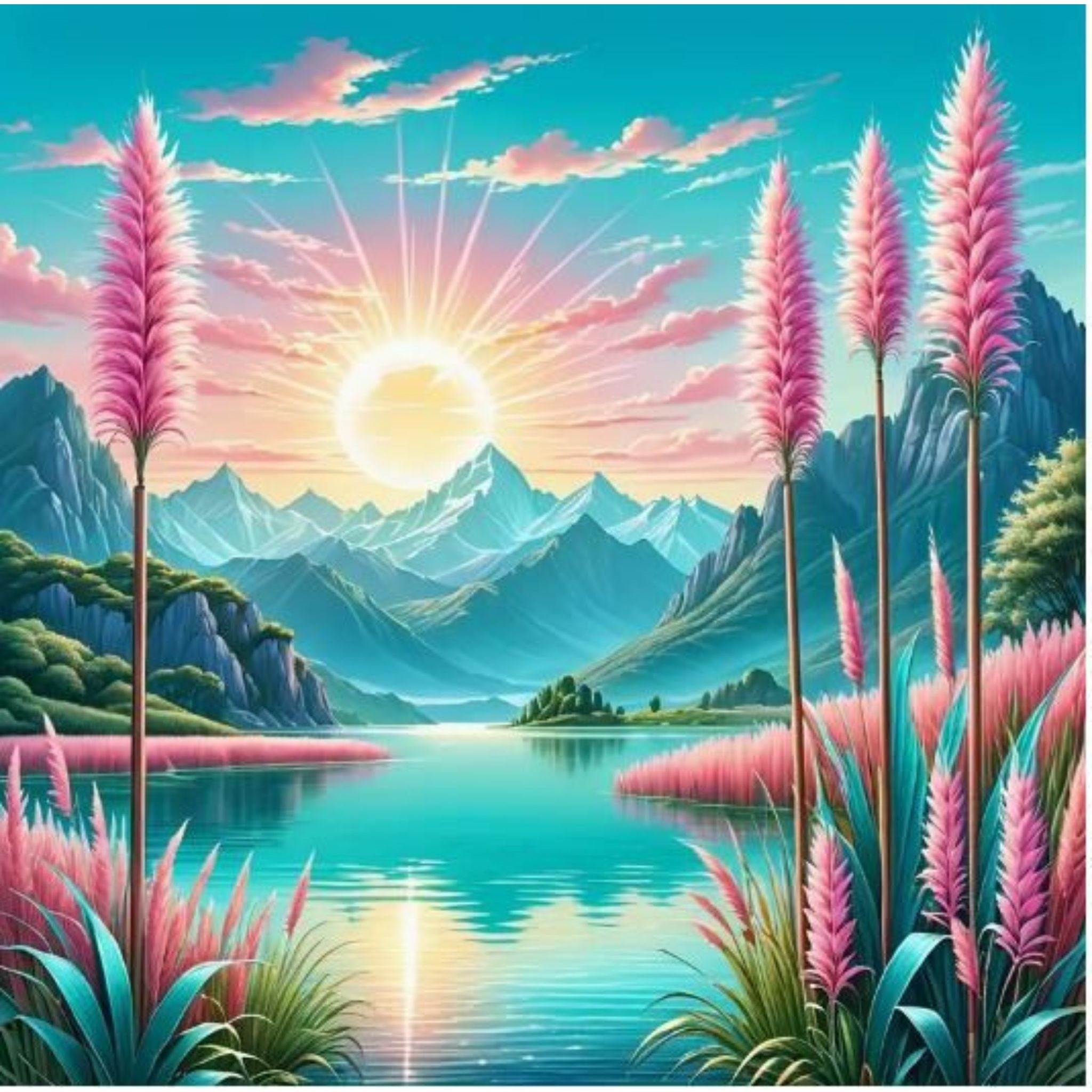 Diamond Painting Lac de Montagne 50x50 - Art & Trésorts