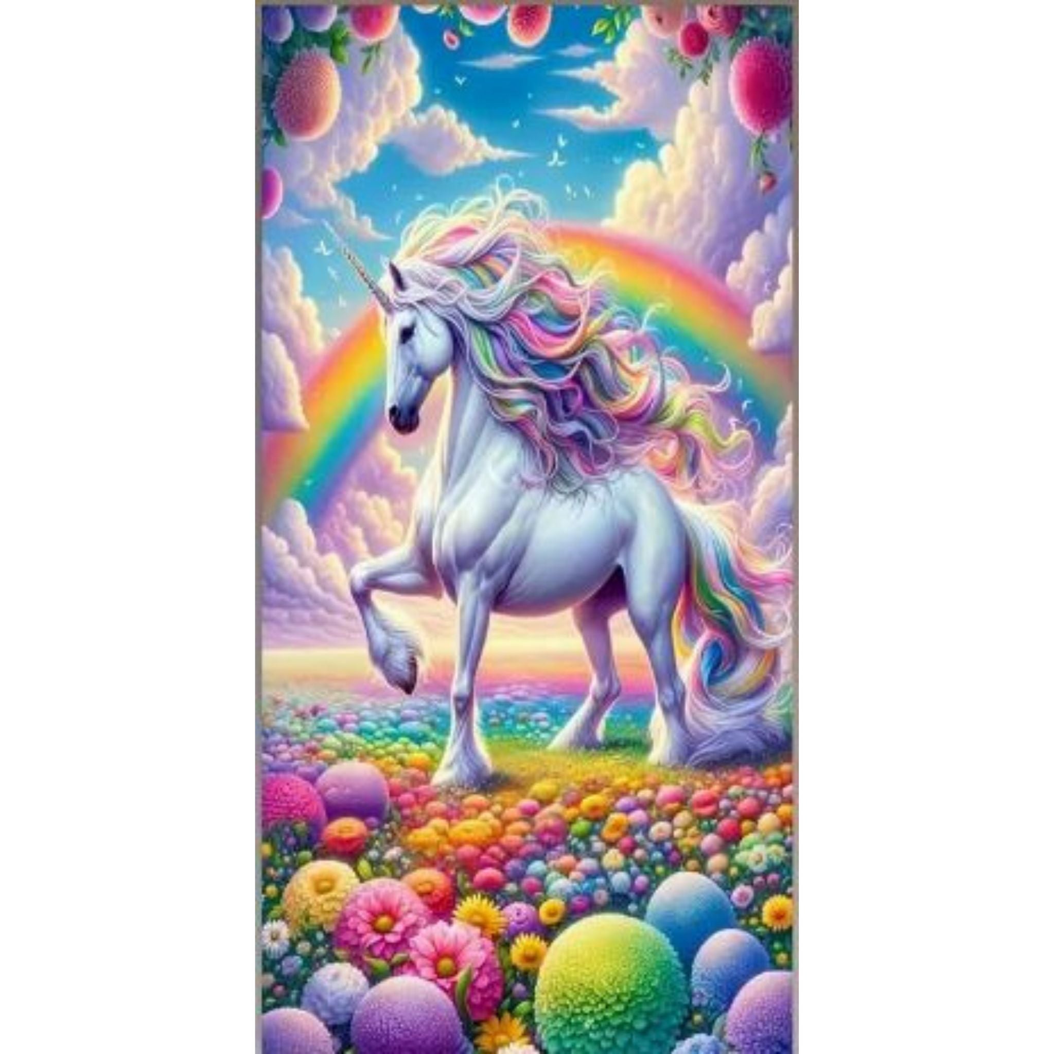Kit diamond painting licorne arc-en-ciel 40 par 70cm. Diamants ronds