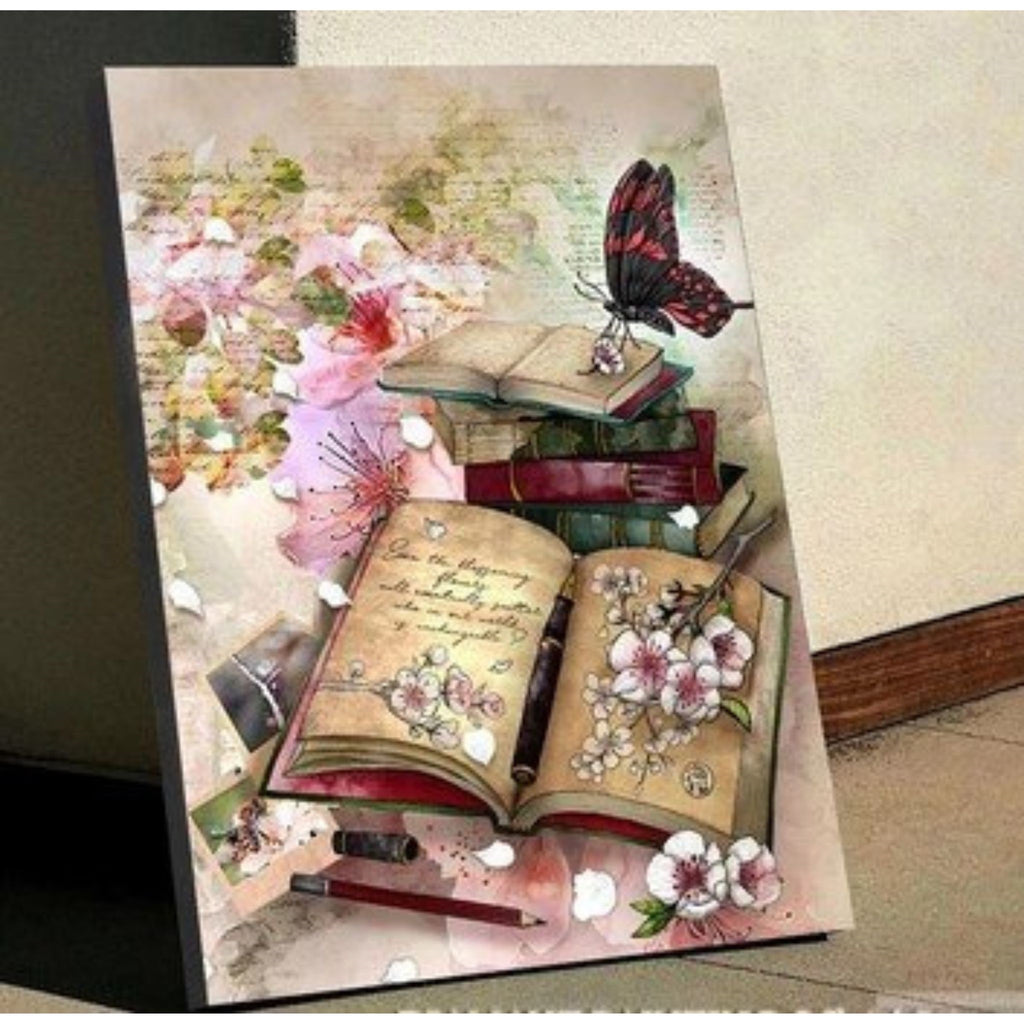 Diamond Painting Livres Papillon Vintage 60x45 - Art & Trésorts