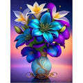 Kit complet diamond painting lys vase turquoise 30 par 40cm. Diamants ronds