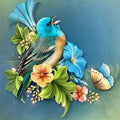 Diamond Painting Oiseau Turquoise Fleurs Papillon 30x40cm - Art & Trésorts
