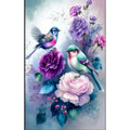 Kit diamond painting oiseaux et roses pastel 40 par 70cm. Diamants ronds