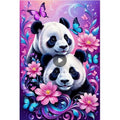 Kit diamond painting pandas et papillons enchantés 30 par 40cm. Diamants ronds