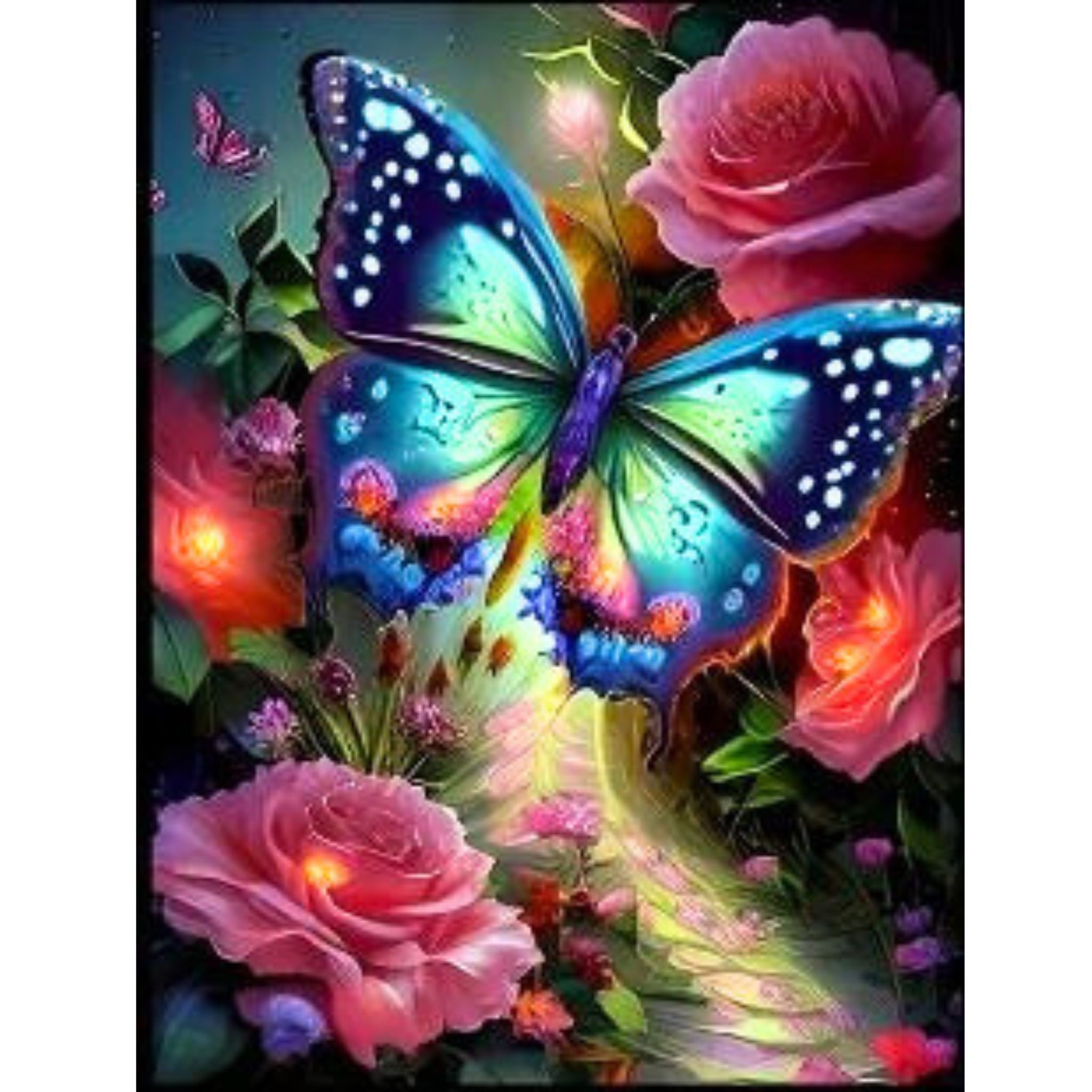 Diamond Painting Papillon Lumineux Roses 30x40cm - Art & Trésorts